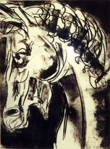 Head of Bucephalus, Horse of Alexander the Great, Etching, 16 x 11