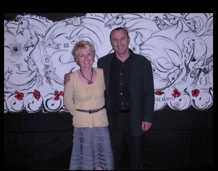 Macedonia Night - Blagojce and Gordana Traycoff before "Return to Freedom" Mural