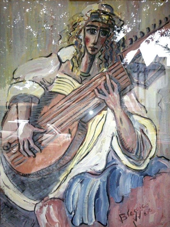 Lutist in Window of Jerry and Joan Winters Gallery
