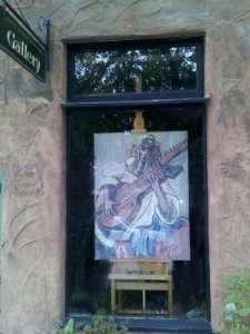 Lutist in Window of Jerry and Joan Winters Gallery, Carmel CA